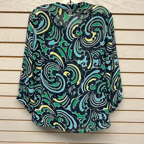 Banana Republic Swirl Pattern Blouse in Green and Blue - Picture 5 of 8